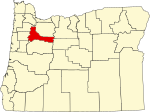 Map of Oregon highlighting Marion County